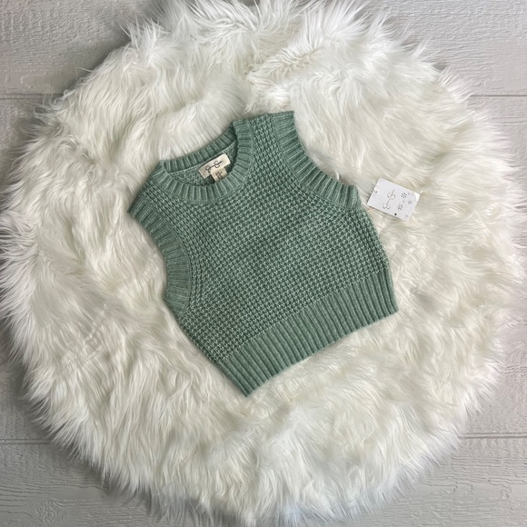 Preppy [Jessica Simpson] Darling Light Green Ribbed Knit NWT Sweater Vest | XS - Picture 10 of 12